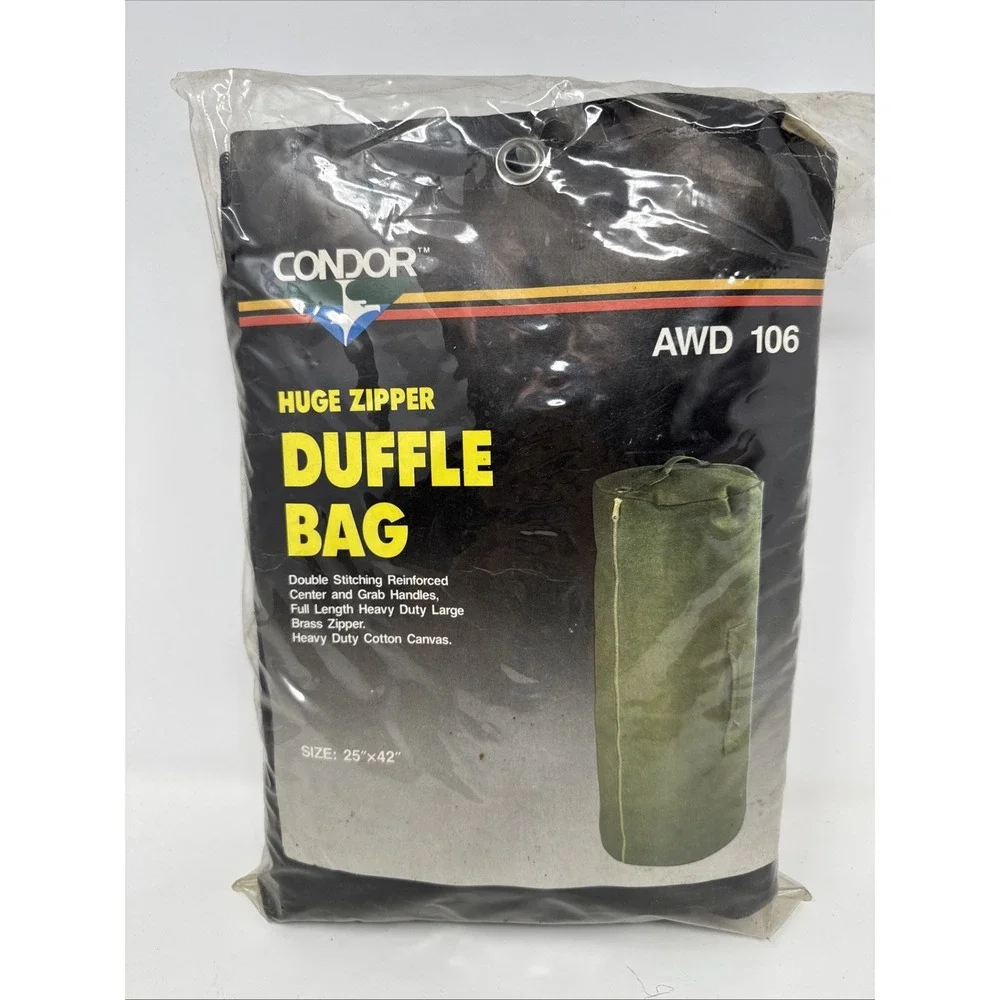 Condor Huge Zipper Duffle Bag AWD 106 Black 25x42 Heavy Duty Military Tactical